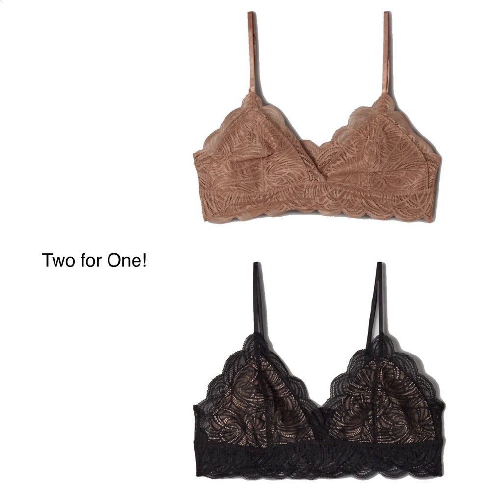 Aritzia Refrew Bralettes - Black/Prima and Dark Sand Brown